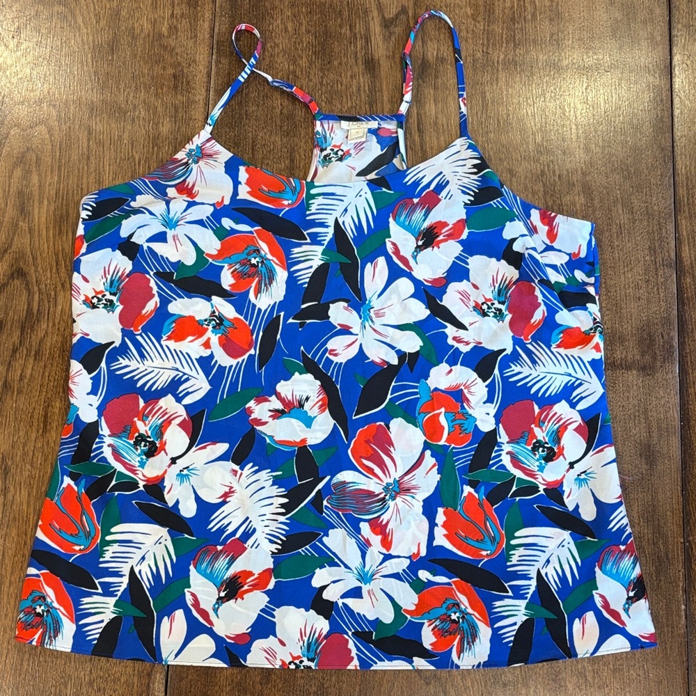 J. Crew Blue Floral Print Spaghetti Strap Camisole